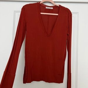 We The Free Brown and Red Fitted Blouse